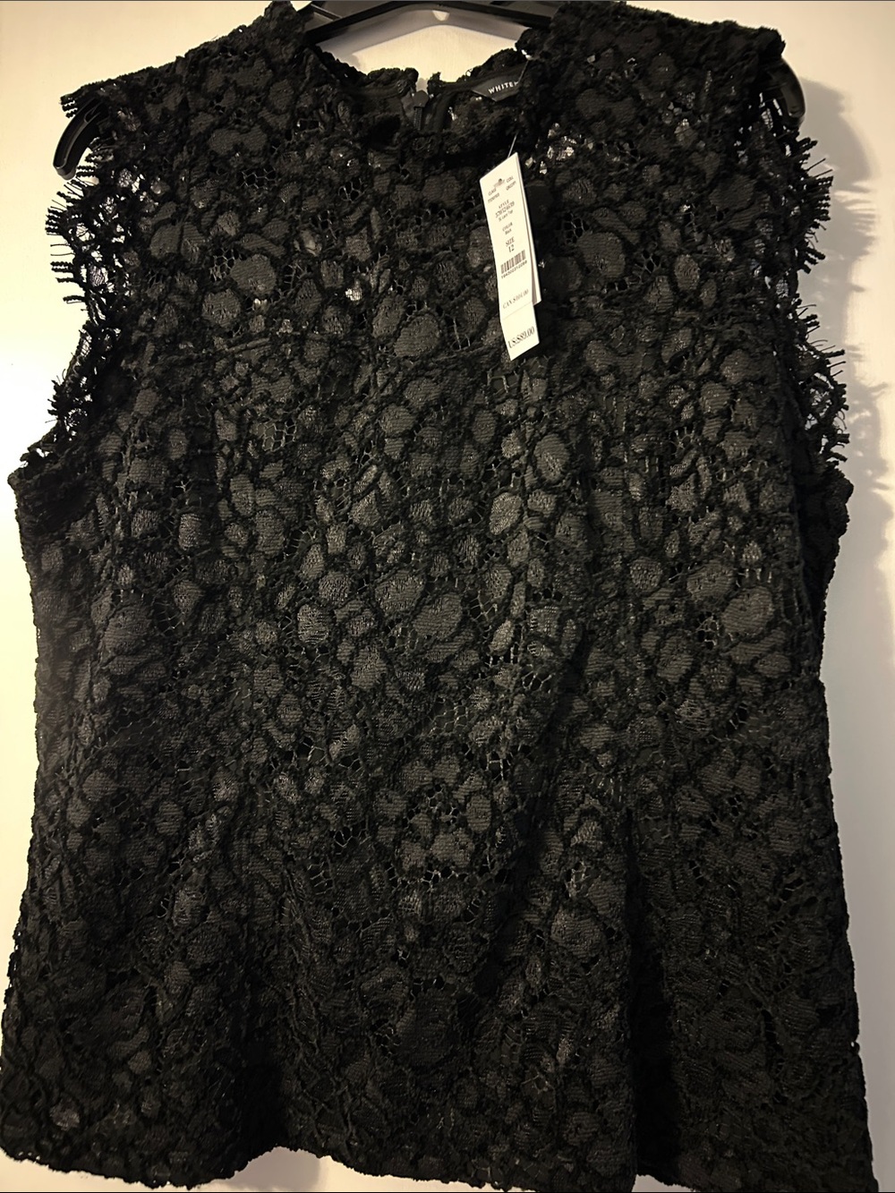 White House Black Market Black Lace Sleeveless Top